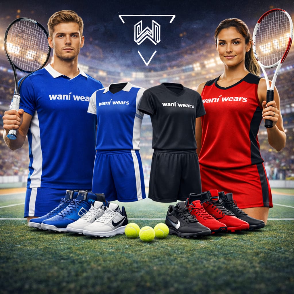Wani Wears offers stylish, lightweight, and comfortable tennis uniforms designed for peak performance on the court. Fully customizable with your team colors, logos, and player details, our uniforms help you look sharp while staying agile during every match.