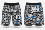 Custom Skull Basketball Uniform Set for Men – Sublimated Jersey & Shorts with Cap & Arm Sleeve – Breathable Quick Dry Teamwear – OEM Bulk Sportswear - Image 2