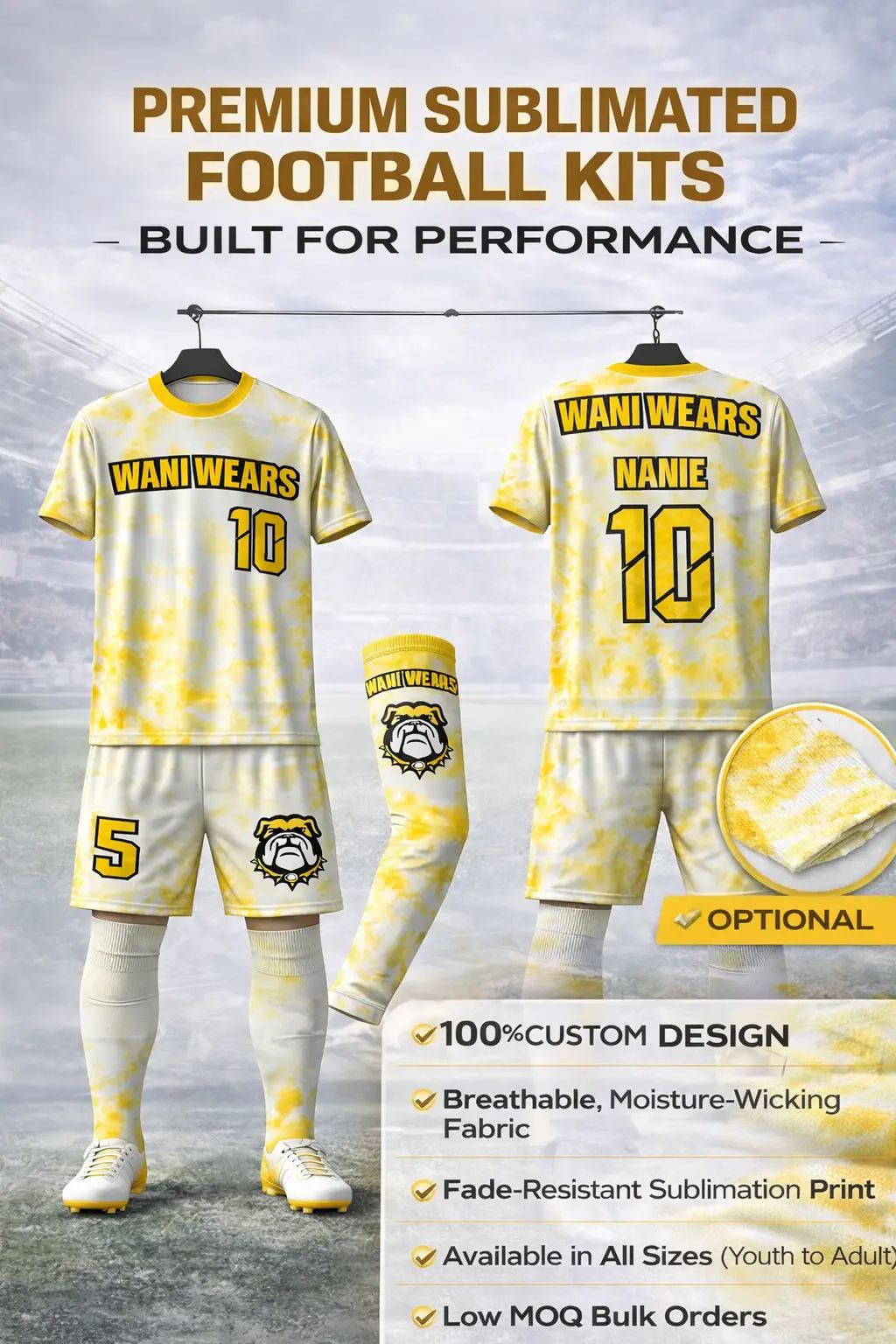 wani wears soccer fabric graphic