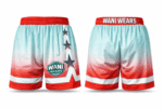 Custom basketball shorts front and back with sublimation print and team logo for bulk sportswear orders