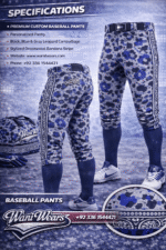 Custom sublimated baseball jersey black and blue camo bandana design