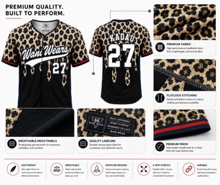 wani weaers customized sublimation full button baseball jersey