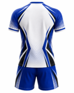 Custom Volleyball Uniform Product Details Infographic – Premium Sublimated Volleyball Jersey & Shorts with Breathable Fabric, Moisture-Wicking Technology, Reinforced Stitching, OEM & Private Label Manufacturing by WANI WEAR.