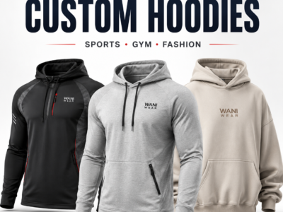 : Custom sports, gym, fashion and private label hoodies manufactured by Wani Wear with premium fabrics and custom branding options.