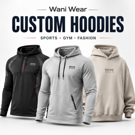 : Custom sports, gym, fashion and private label hoodies manufactured by Wani Wear with premium fabrics and custom branding options.