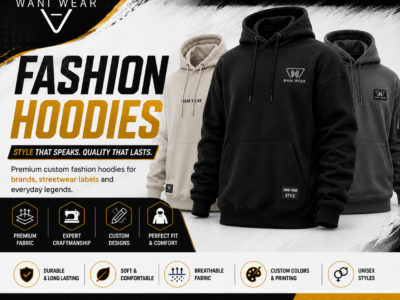 : Custom fashion hoodies by Wani Wear featuring premium fabrics, trendy streetwear designs, custom branding, private labels and comfortable unisex styles.