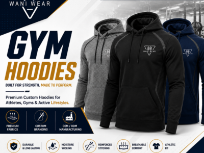 : Custom Gym hoodies by Wani Wear featuring premium fabrics, trendy streetwear designs, custom branding, private labels and comfortable unisex styles.