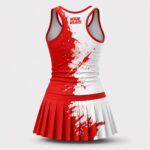 Custom racerback tank dress back view with logo placement