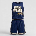 Custom sublimated basketball uniform navy gold floral jersey and shorts set