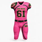 Custom American football uniform with personalized jersey and padded football pants for teams and clubs