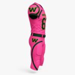 Custom American football uniform with personalized jersey and padded football pants side view