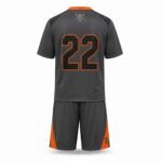 Custom lacrosse jersey back view with player number 22 in black and orange