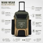Baseball trolley bag features infographic – telescopic handle, custom logo, durable fabric