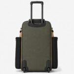 Rolling baseball equipment bag back view with retracted telescopic handle