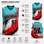 Premium custom lacrosse jersey features front and back view infographic