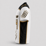 Lacrosse jersey side view showing mesh side panel and athletic fit construction