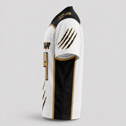 Lacrosse jersey side view showing mesh side panel and athletic fit construction