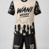 Custom Soccer Uniform Set black and cream front view