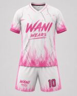 Custom Soccer Uniform Set white and pink front view