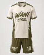 Custom soccer jersey and shorts front view