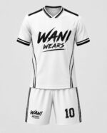 Custom Soccer Uniform Set white and black front view