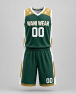 Custom white and grey paisley V-neck basketball jersey and shorts set, front view – Wani Wear
