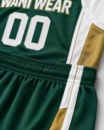 Close-up of paisley bandana print fabric and stitching detail on basketball uniform – Wani Wear