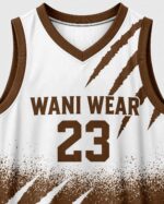 Close-up of sublimated basketball jersey and shorts fabric with scratch graphics