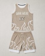 Basketball uniform flat lay jersey and shorts set