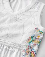 Custom basketball jersey chest lettering gold number 23 white