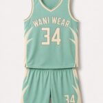 Custom mint green basketball uniform set with jersey and shorts