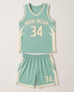 Sublimated basketball jersey neckline and print detail
