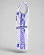 Side view of sublimated basketball uniform with decorative panels