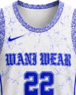 Custom sublimated basketball jersey neckline and fabric detail