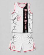 Custom Basketball Uniform Set – White Lightning Crack - Image 5