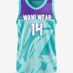 Custom teal purple basketball jersey front view