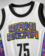 Moisture wicking basketball uniform fabric close up