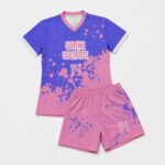 Front view of custom women’s volleyball uniform set