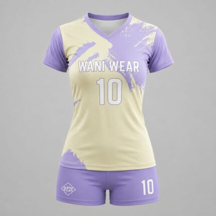 Front view of custom women volleyball uniform set