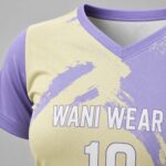 Custom women volleyball jersey close-up in lilac and cream