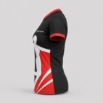 Side view of black and red women’s volleyball team jersey