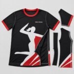Custom women’s volleyball jersey flat lay showing fabric panels and seam construction