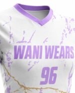 Women’s volleyball jersey V-neck fabric and stitching close-up