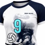 Close-up of women’s sublimated volleyball jersey fabric and custom number