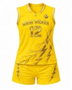 Front view of custom women’s sleeveless volleyball uniform set