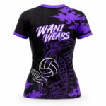 Personalized black and purple volleyball jersey back view