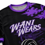 Women’s volleyball jersey collar sleeve and stitching quality close-up