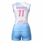 Custom women’s volleyball uniform set back view with player number 11