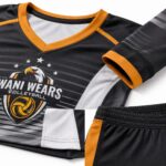 Women’s volleyball jersey sleeve and reinforced hem stitching close-up
