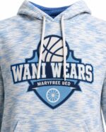 Front close-up of personalized volleyball team hoodie with custom sports logo
